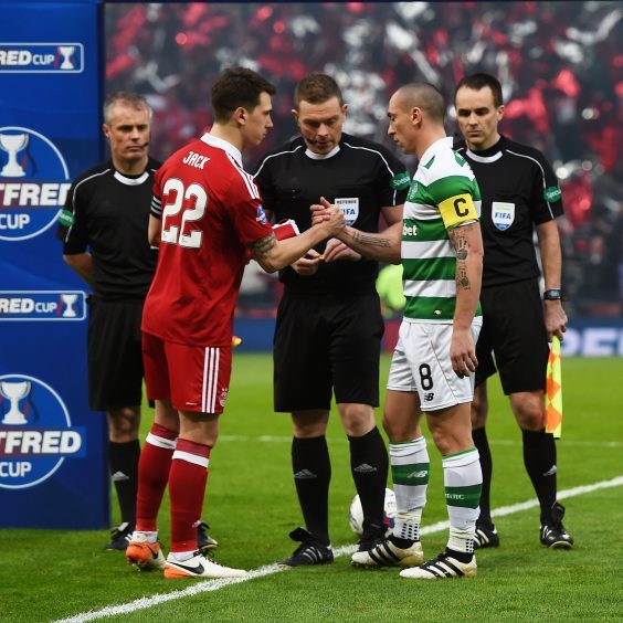 Aberdeen's Ryan Jack and Celtic's Scott Brown shake hands