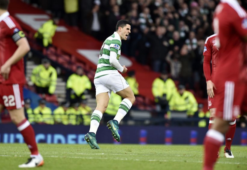 Celtic's Tom Rogic celebrates having opened the scoring