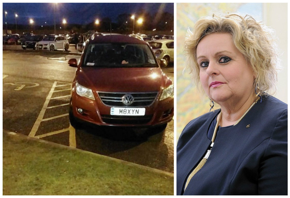 Maxine Smith's car was pictured parked in a disabled bay at Raigmore Hospital