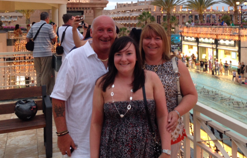 Marlene Duncan [R] with husband Michael [L] and daughter Megan [C]