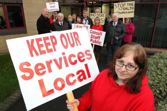 Caithness campaigners took their protest to Highland Council's Wick offices and NHS Highland's Inverness headquarters.