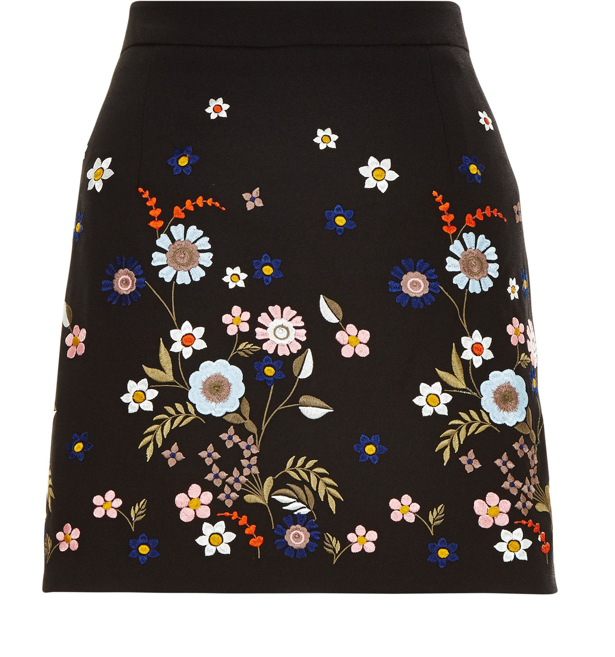 e New Look Black Floral Embroidered A-line Skirt, available from newlook.com. 