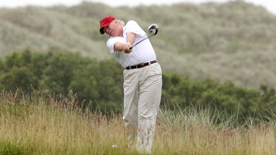 Donald Trump on his Trump International Golf Links golf course near Aberdeen.