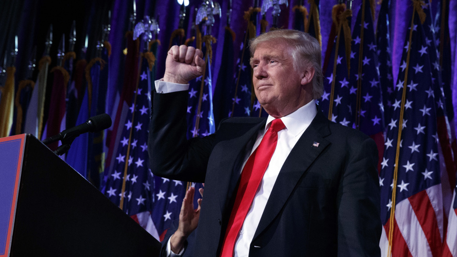 President-elect Donald Trump during an election night rally in New York (AP)