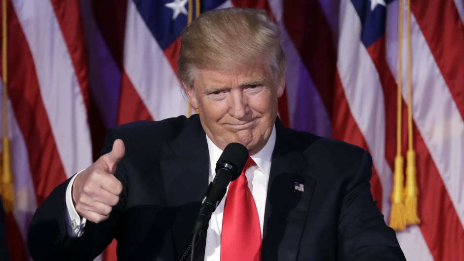 President-elect Donald Trump gives his acceptance speech (AP)