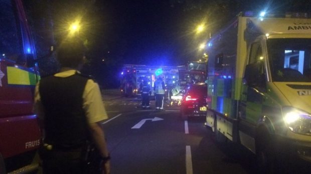 Five people are trapped and 40 people have been injured after a tram overturned in a tunnel in Croydon (Picture: Metropolitan Police)