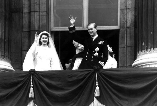 Queen Elizabeth II and The Duke of Edinburgh on their wedding day