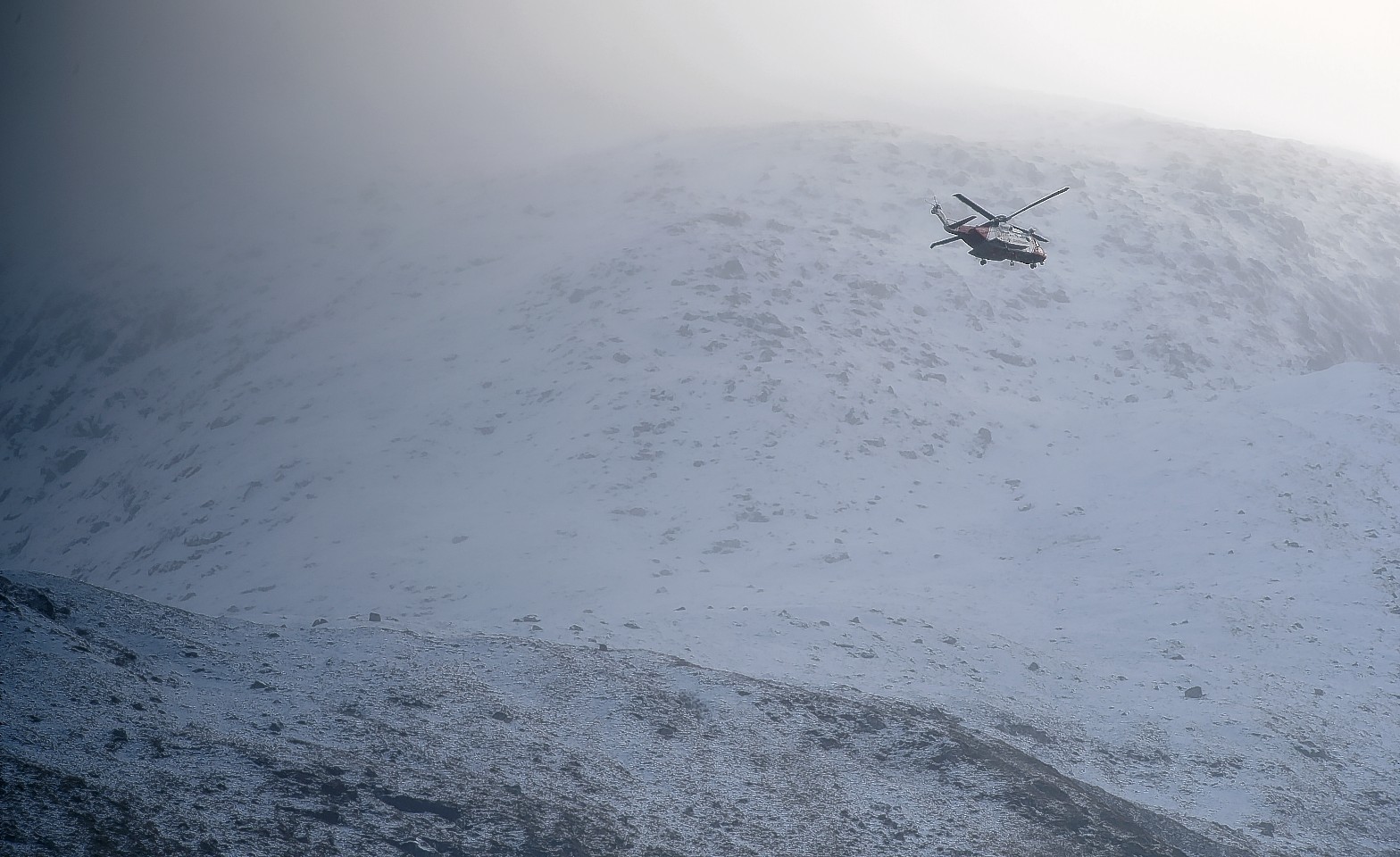 The Inverness coastguard helicopter on Ben Nevis.