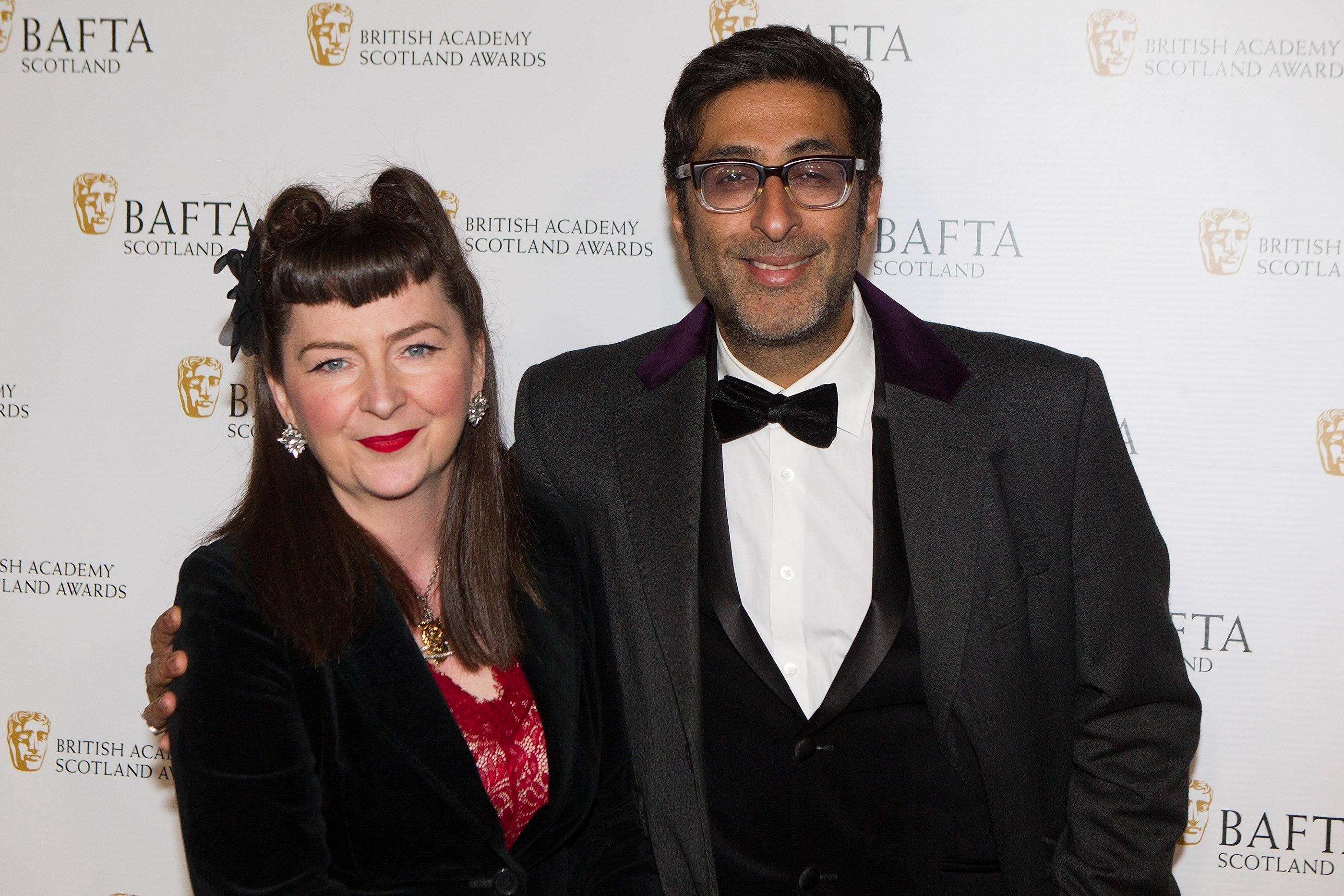 Sanjeev Kohli and wife Fiona on the red carpet at the BAFTA Scotland Awards held at the Radisson Blu, Glasgow. The awards honour the very best Scottish talent in film, television and video games industries. Nov 6 2016