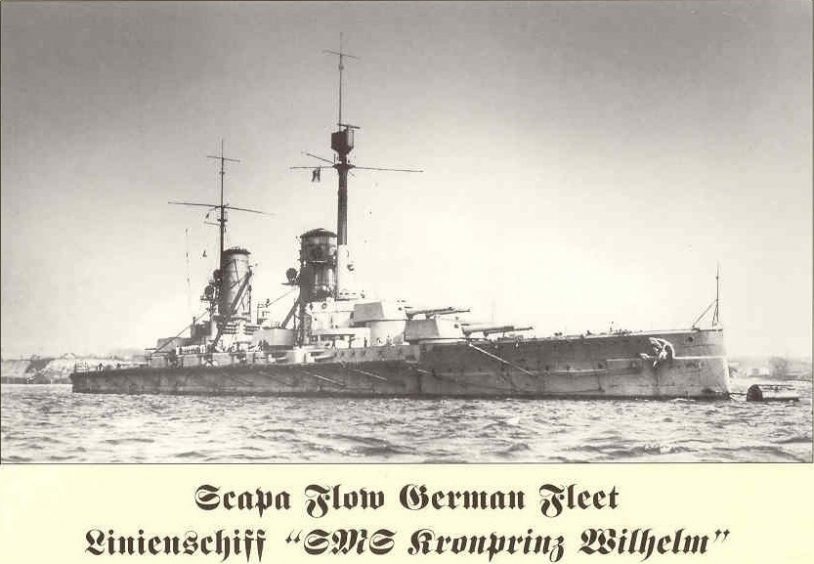 SMS Kronprinz Wilhelm, a German warship that was scuttled in Scapa Flow in 1919.