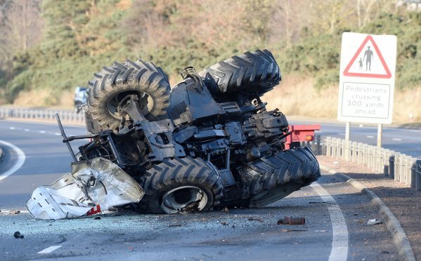 Tractor crash on A9 near Inshes