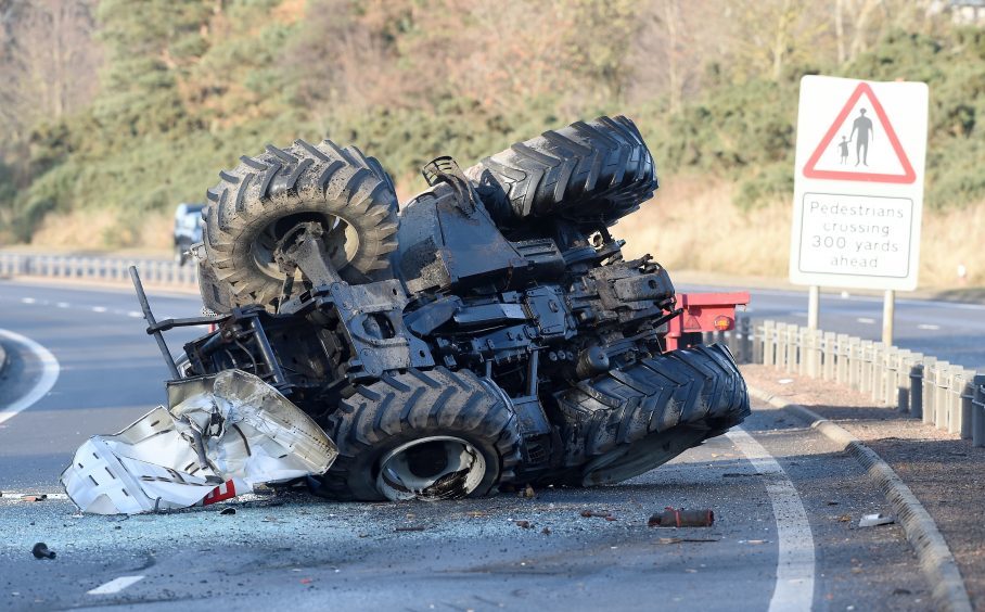Driver reveals "lucky" escape after tractor hits van and overturns on A9