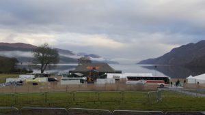 View over tents and loch