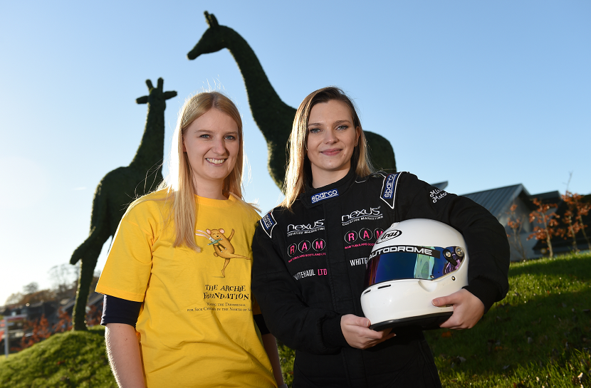 Left to right: Clare Bush, head of fundraising at ARCHIE, and racing driver Hannah Chapman