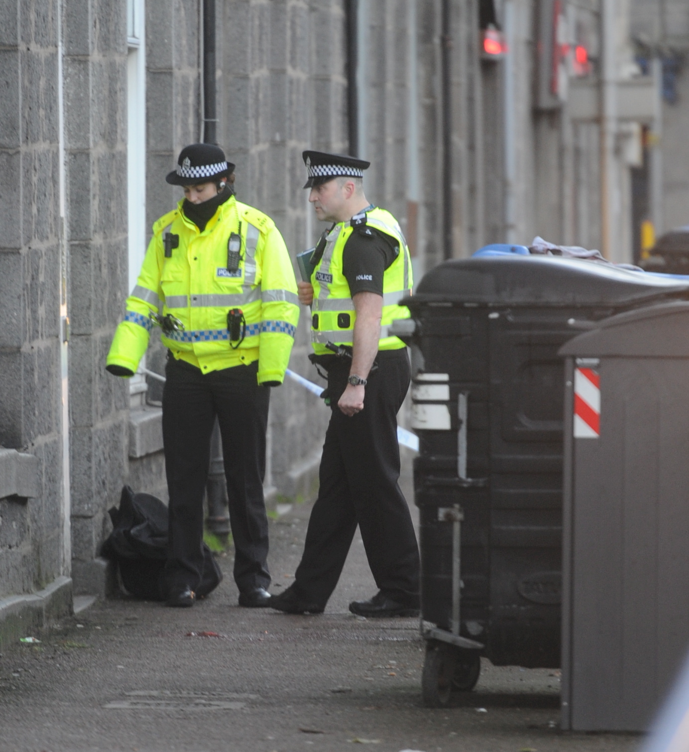 Police at the scene on Menzies Road, Torry