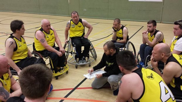 Players getting ready for floor basketball