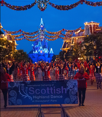 The Lawrence Dance School from Aberdeen lead the parade at Euro-Disney Paris