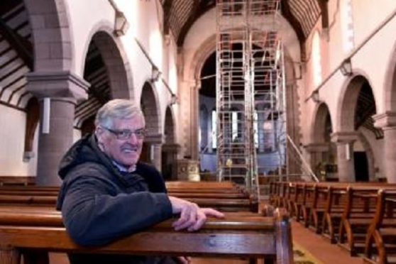 David Fleming inside St James Church, Stonehaven