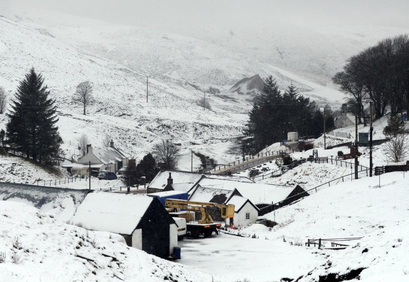 Heavy snow and freezing conditions in the village of Wanlockhead, Dumfries and Galloway, with adverse weather affecting much of the UK,