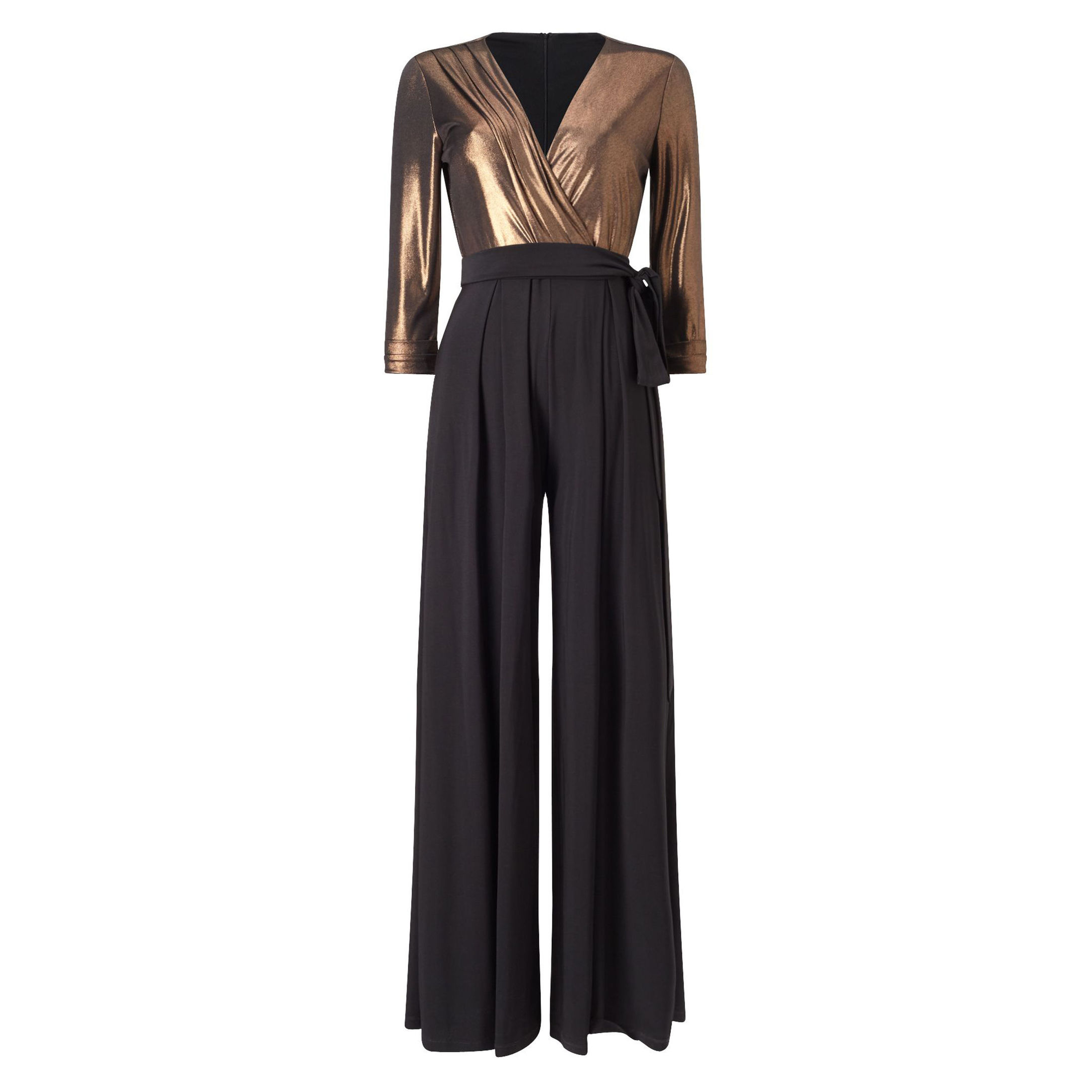 Gilty pleasure... Bronze Wrap Jumpsuit, £120, Phase Eight (www.phase-eight.com)