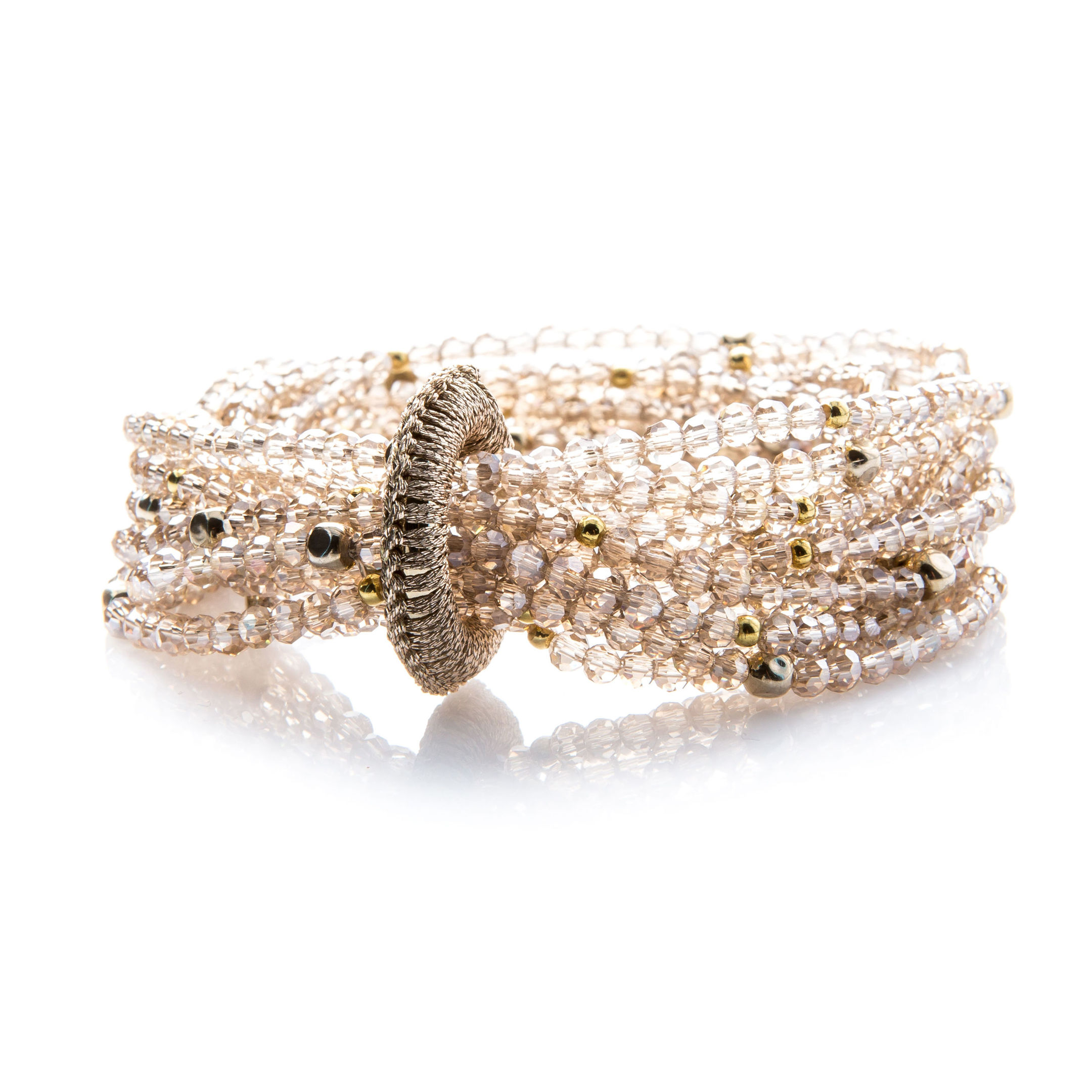 Beads of bubbles... Butterfly Caramel Champagne Multi Strand Bracelet, £40, Butterfly London (www.butterfly-jewellery.com)