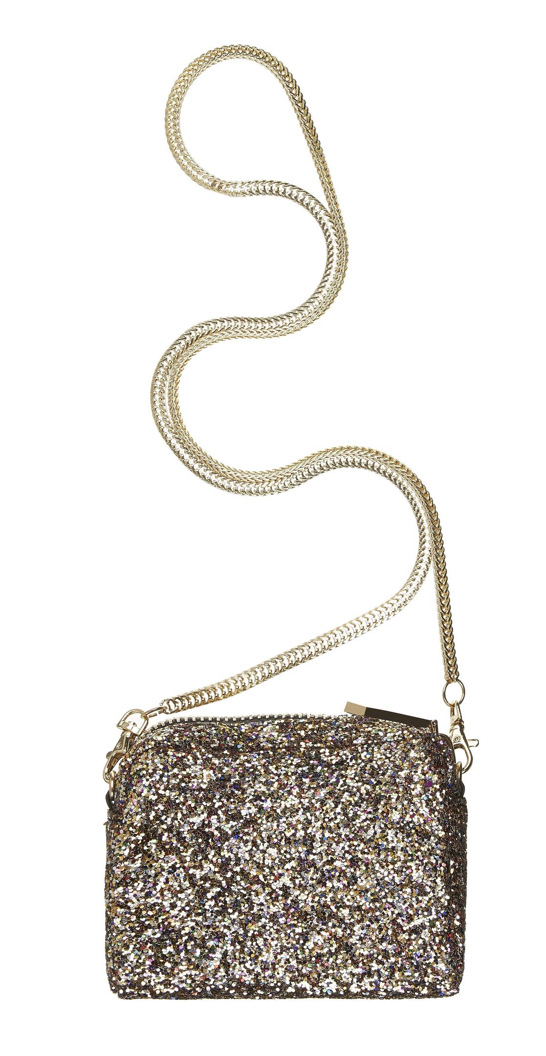  Chain reaction... Gold Glitter Mini Chain Bag, £18, River Island (www.riverisland.com)