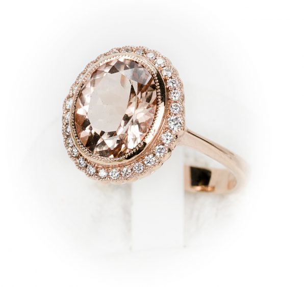 18ct rose gold ring with an oval morganite £2375