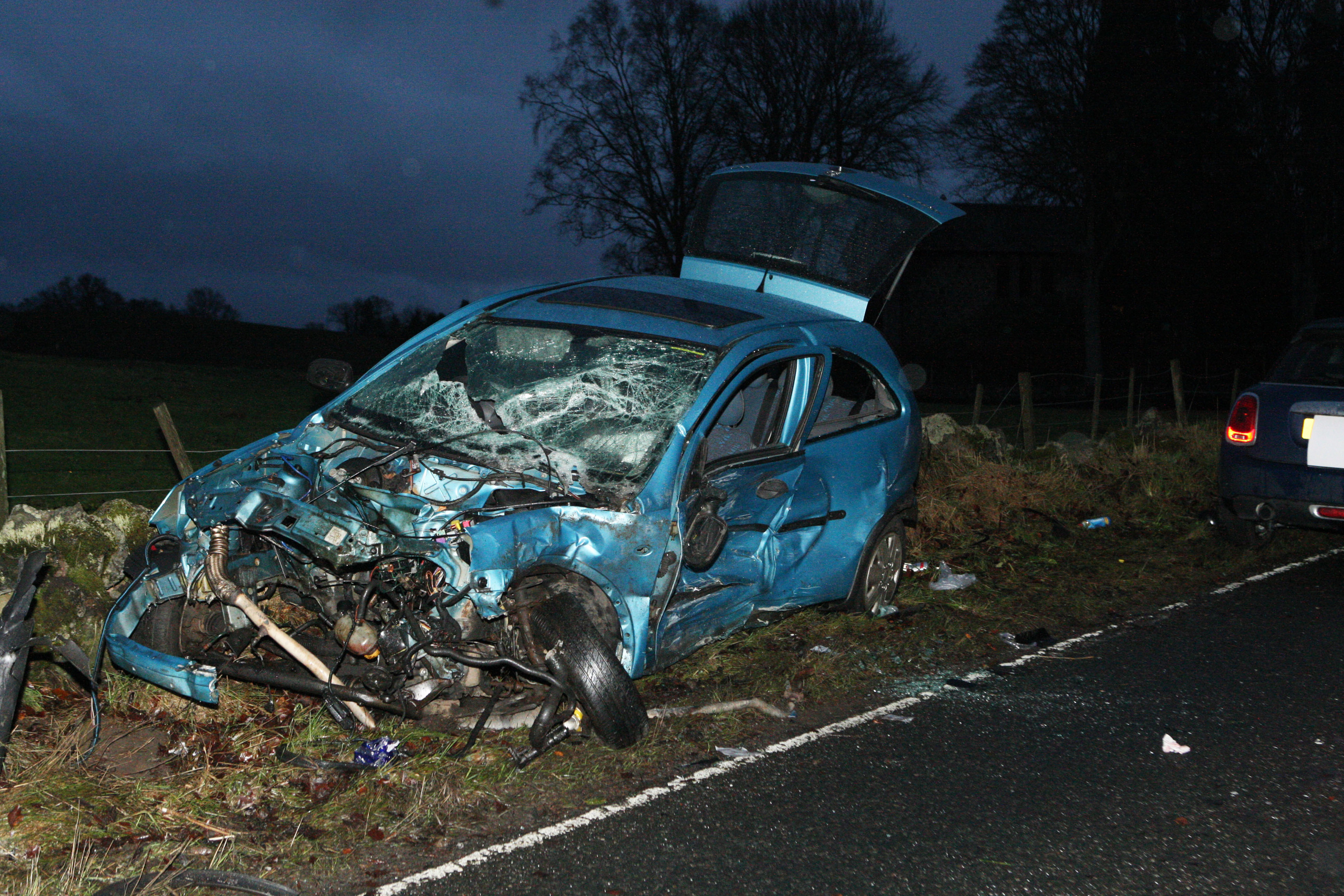 The crash on the A862 road involved three vehicles