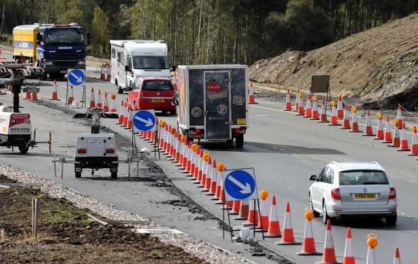 Previous roadworks on the A9 between Kincraig and Dalraddy during the construction of the dual carriageway