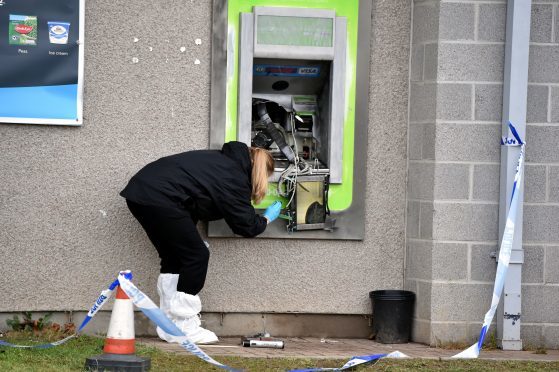 An ATM raid on the Co-operative store in Alford.