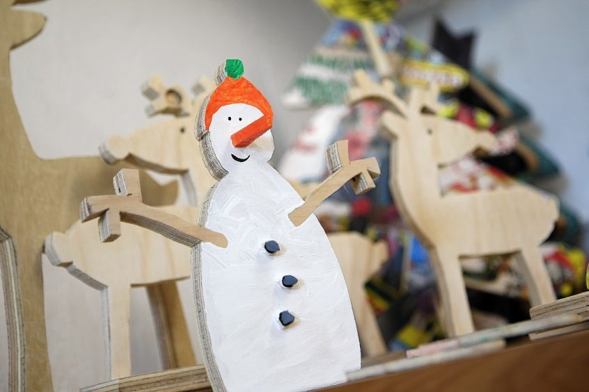 A snowman created by Mrs Watt