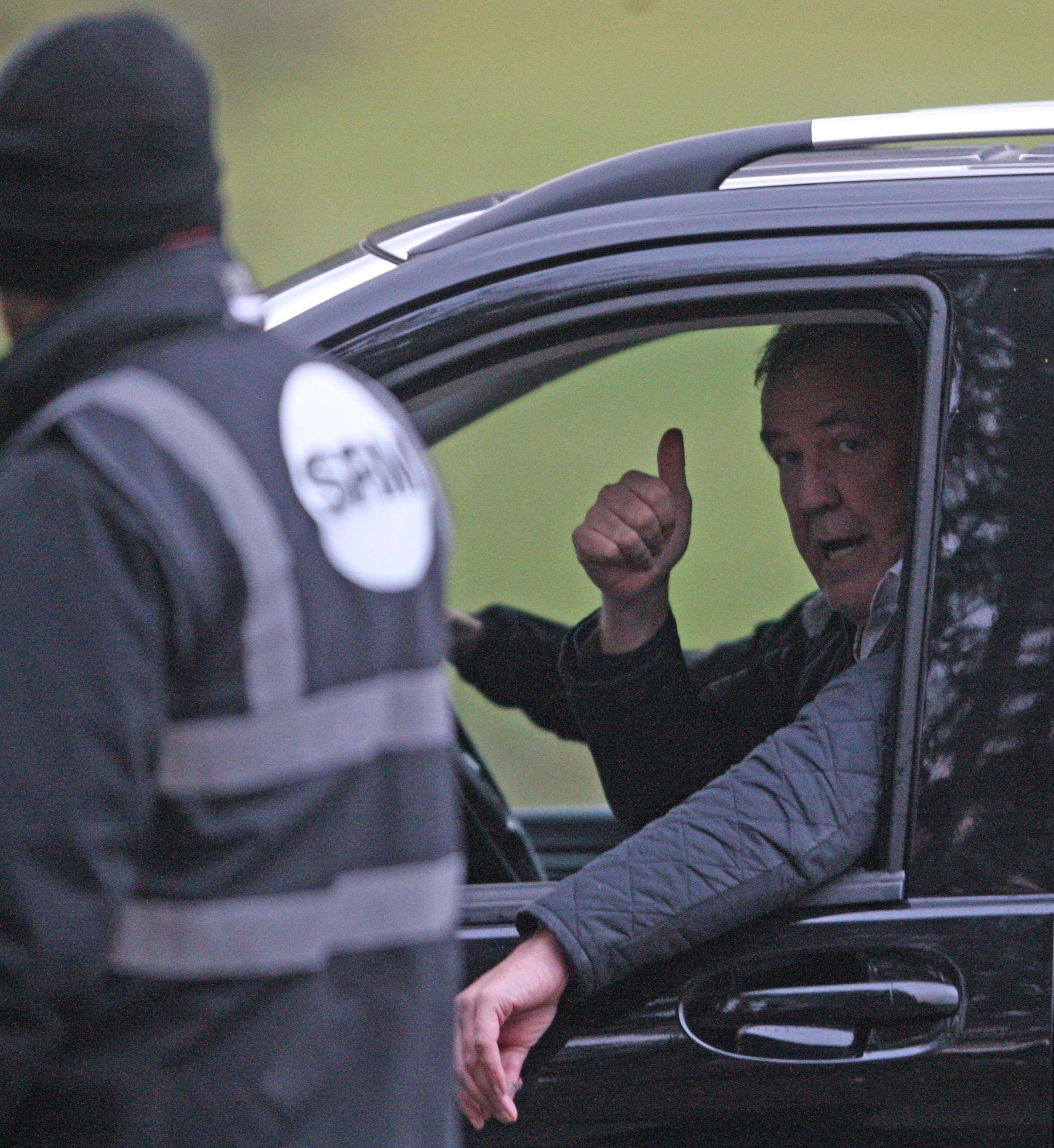 Jeremy Clarkson being driven off the set of Grand Tour which is being filmed on Loch Ness