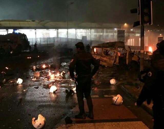 The aftermath of the explosion in Istanbul, Turkey