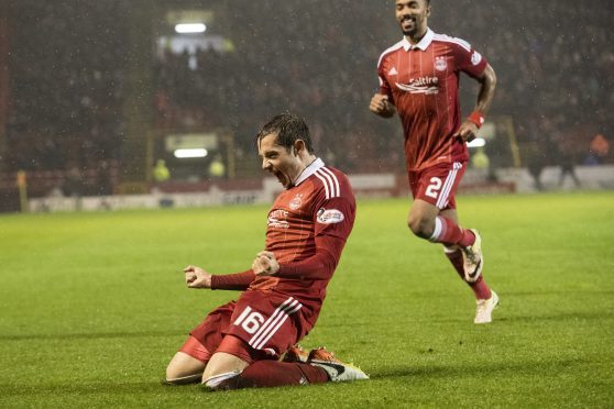 Aberdeen's Peter Pawlett celebrates his opener