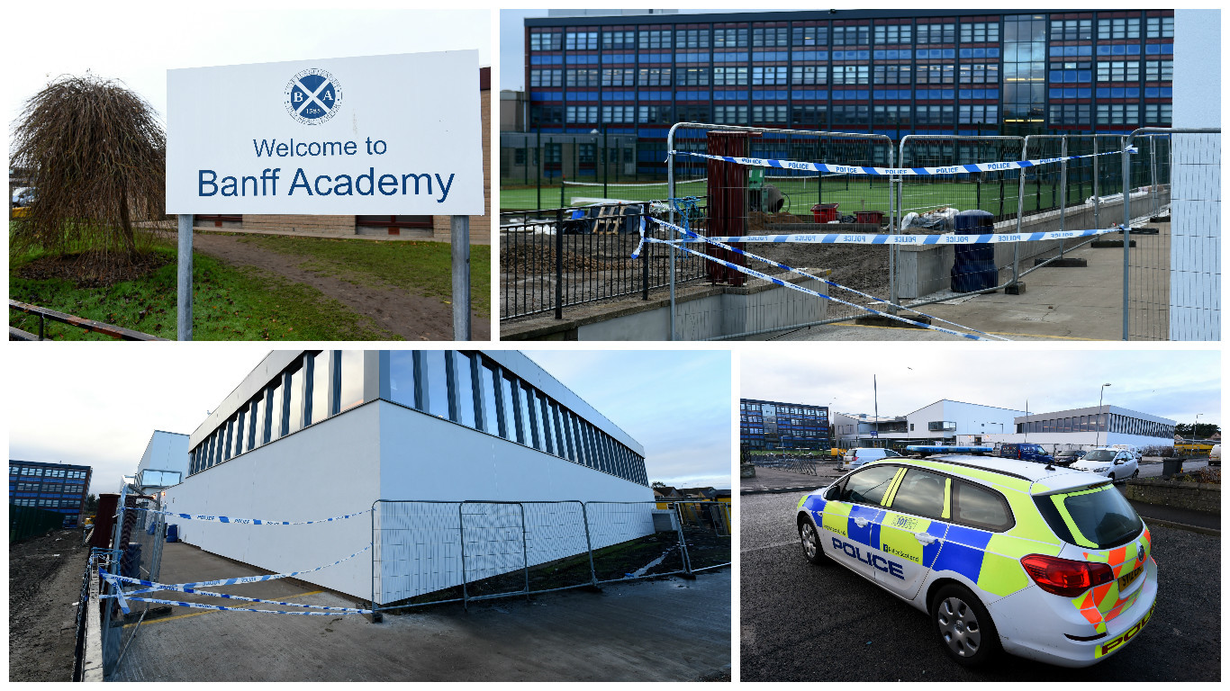 Police were called to Banff Academy yesterday morning when staff spotted evidence of a break-in overnight. Pictures by Kenny Elrick