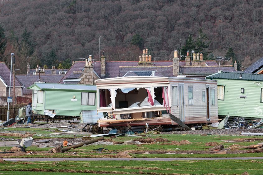 The aftermath of Storm Frank after floods wiped out the Caravan Park in Ballater