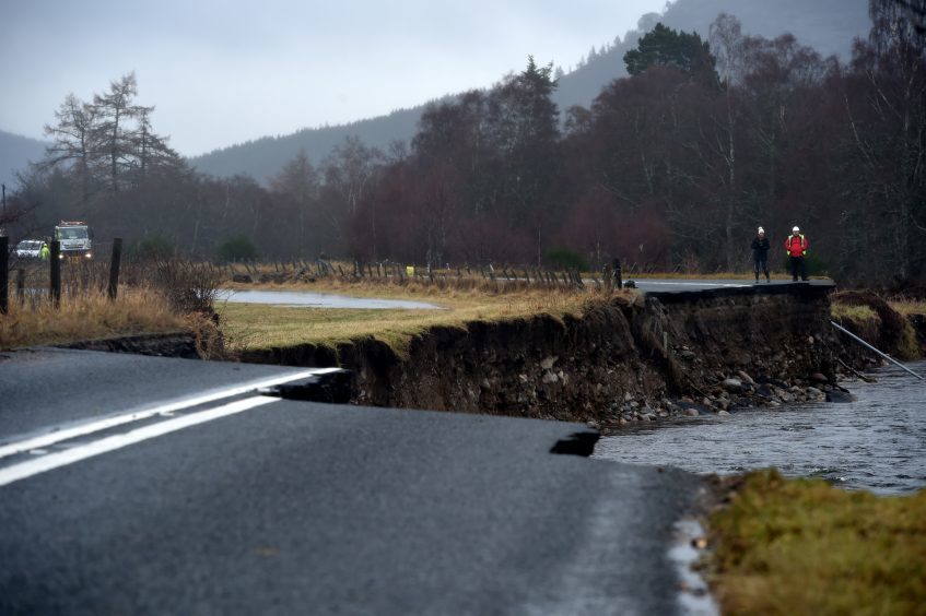 A temporary road is to be put in place to improve access to and from Braemar in the wake of the severe flooding damage. Picture by Kenny Elrick