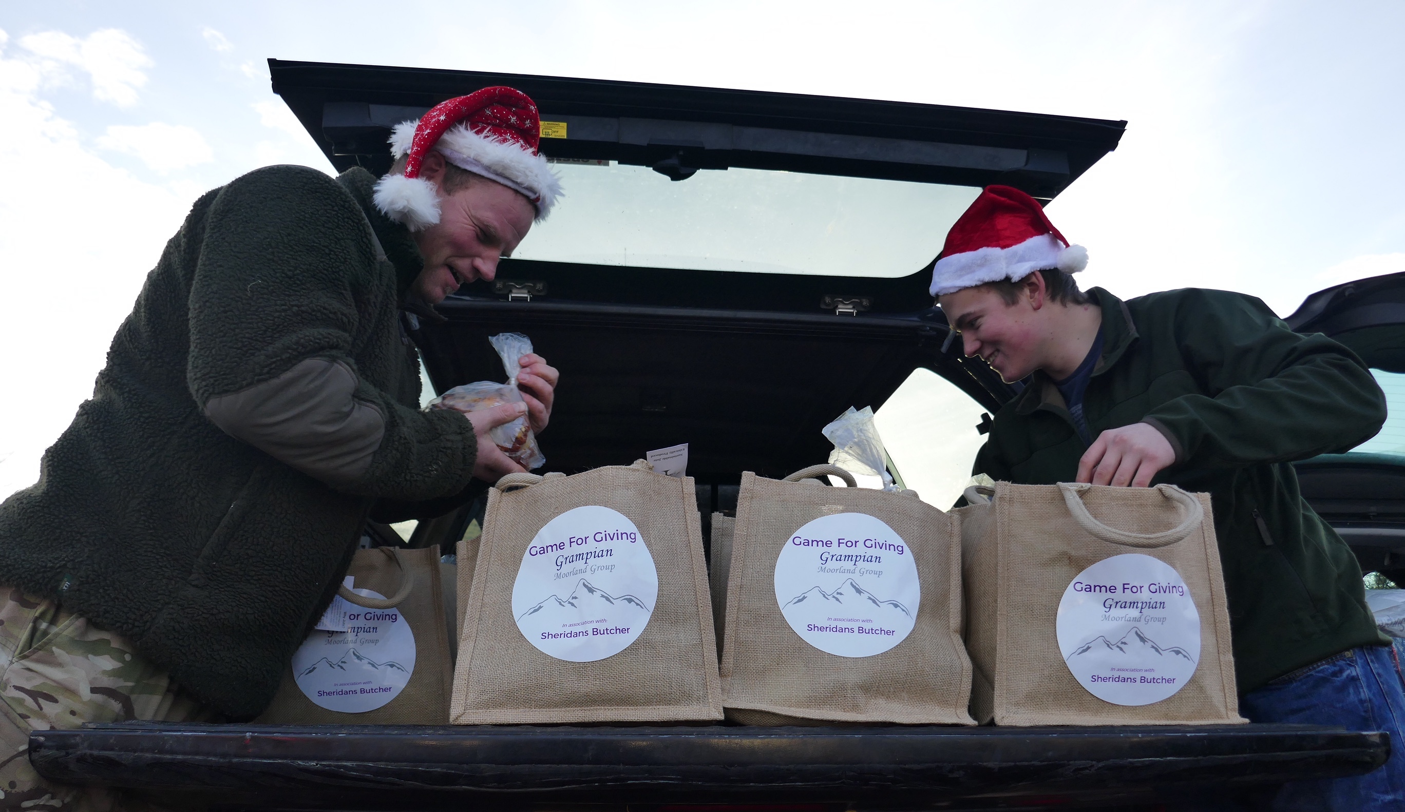 Grampian estate workers have joined ranks with colleagues in Angus for the Game for Giving partnership to provide 97 families in the area with Christmas dinner.