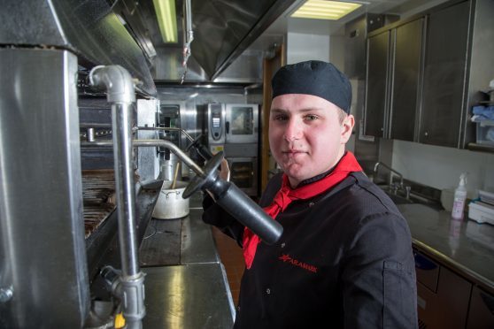 Liam at Aramark working at BP in Aberdeen