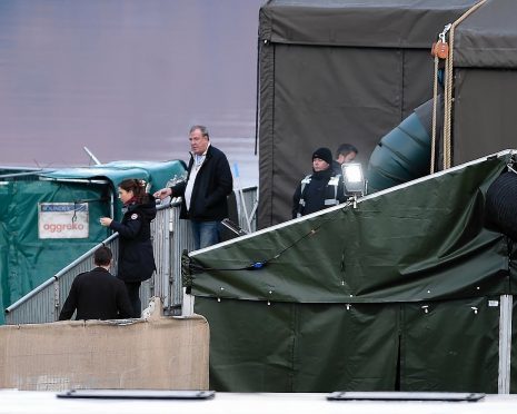 Filming of The Grand Tour at Fort Augustus.
Jeremy Clarkson, Richard Hammond and James May on set at Fort Augustus