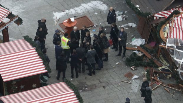 German Chancellor Angela Merkel visits the site of the attack in Berlin. (AP)