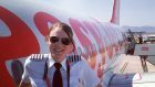EasyJet's Kate McWilliams, believed to be the world's youngest ever commercial airline captain at just 26. The airline has pledged to increase the number of female pilots, setting a new target after receiving an increasing number of applications from women.