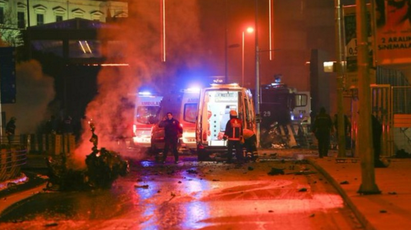 Emergency services at the scene of the explosion