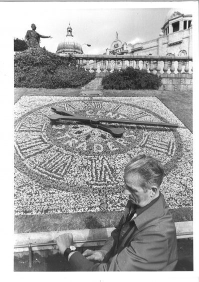 Traders presented a floral clock to Aberdeen District Council in 1983