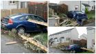 A blue Vauxhall Vectra left the road and ended up in the garden, just a few feet from the front door of the house.