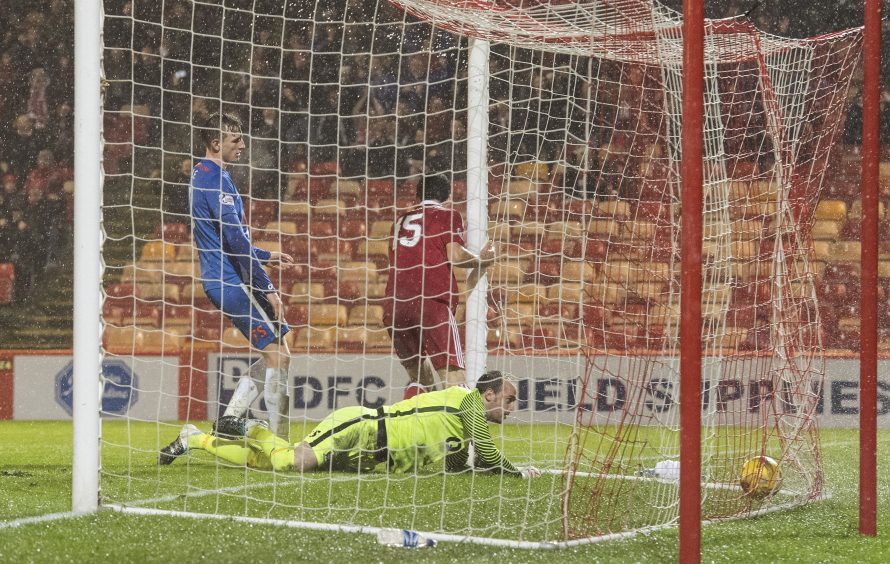 Aberdeen's Anthony O'Connor scores the second