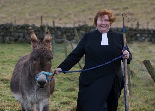 Rev Elspeth McKay with Jason the donkey