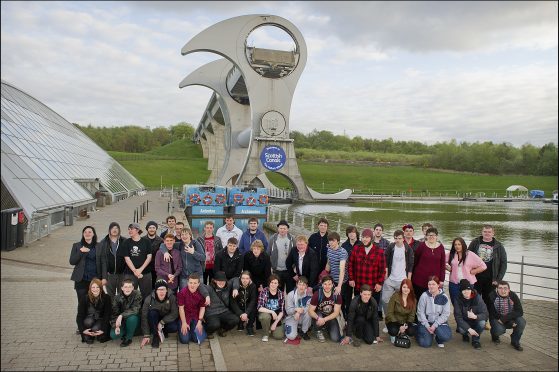 Scottish Waterways Trust, Canal College graduates gathered at Falkirk Wheel.