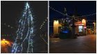 The 25ft Norwegian tree has been erected at the Market Cross and it originally featured loops of bright lights running vertically instead of being wrapped horizontally.