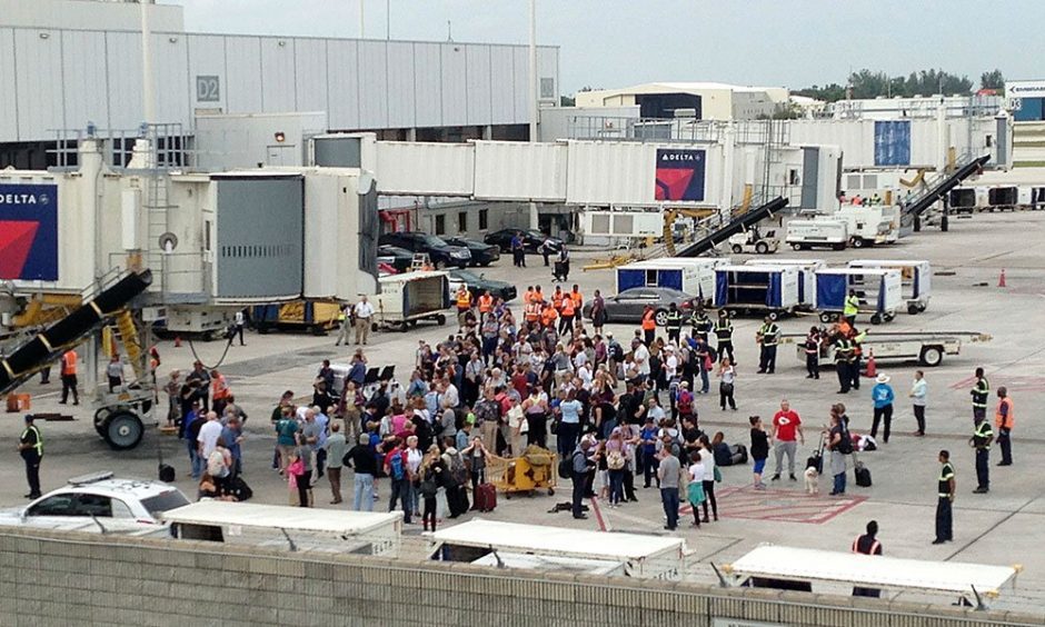People evacuated to the airport tarmac in Florida after the shooting